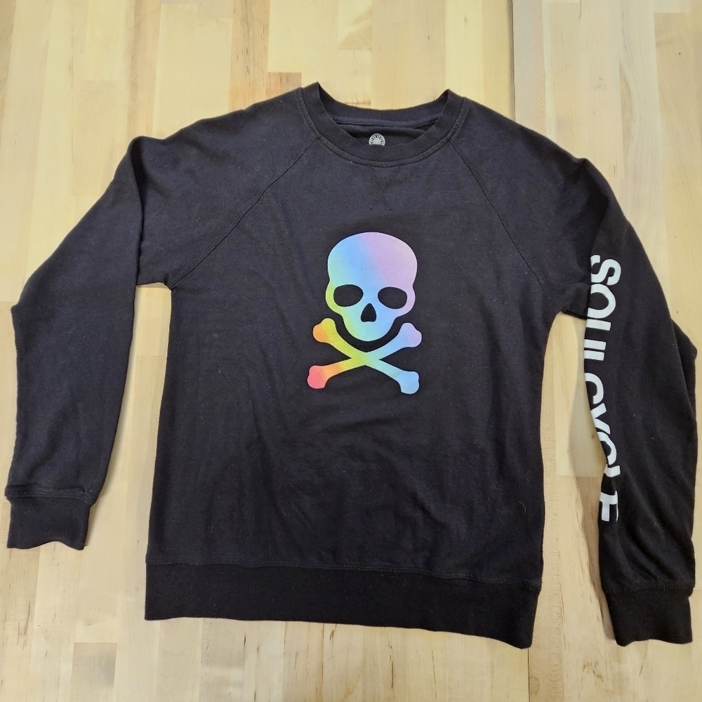 SoulCycle Rainbow Skull Lightweight Sweatshirt In Black Size X-Small